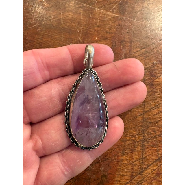 Wonderful, large Vintage, amethyst and sterling silver pendant