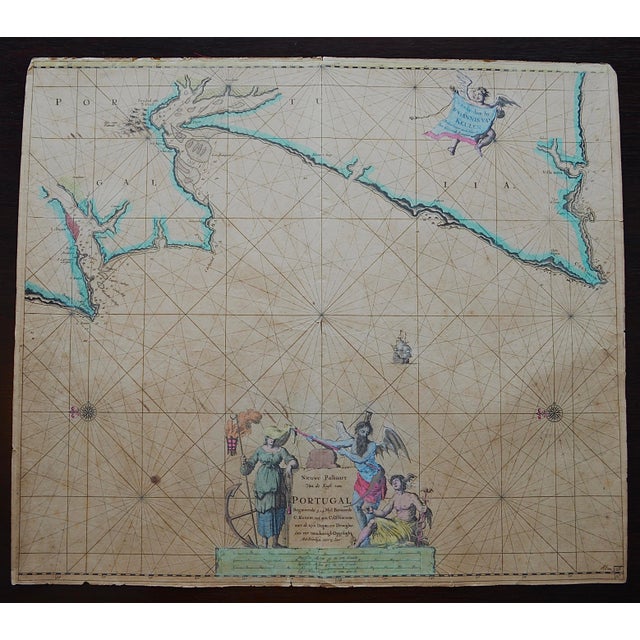 Hand-Colored Nautical Chart of Portugal by Johannes Van Keulen, 1690 For Sale - Image 4 of 12