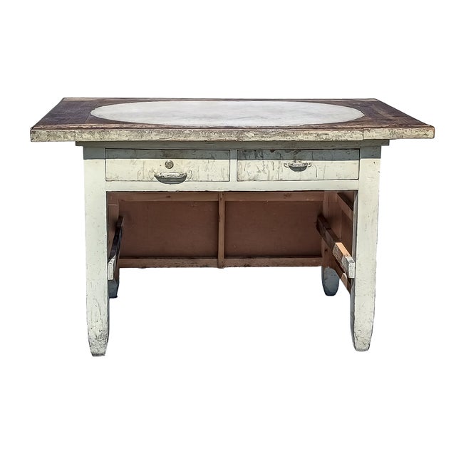 Artisan Workshop Desk with 19th-Century Stone Top For Sale