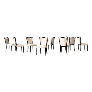 Set of Eight Dining Chairs in Solid Rosewood & Upholstered Fabric by Giuseppe Scapinelli, Brazilian Modern, 1950s For Sale