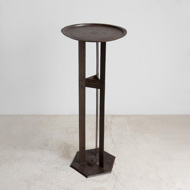 Antique Secessionist Arts and Crafts Iron Side Table by Hugo Berger for Goberg, C. 1900 For Sale - Image 9 of 17