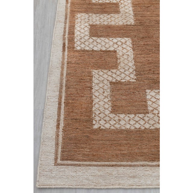 10x14Ft. Natural Brown Jute cream design Taureg Inspired Soumek Jute Hand Woven Rug For Sale - Image 12 of 12
