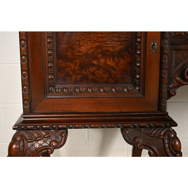 Berkey & Gay Style Chippendale Carved Mahogany Sideboard or Bar Cabinet, Circa 1920s For Sale - Image 12 of 18