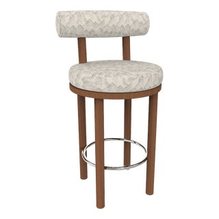 Collector Modern Moca Bar Chair in Graphite Ivory Fabric and Smoked Oak by Studio Rig For Sale