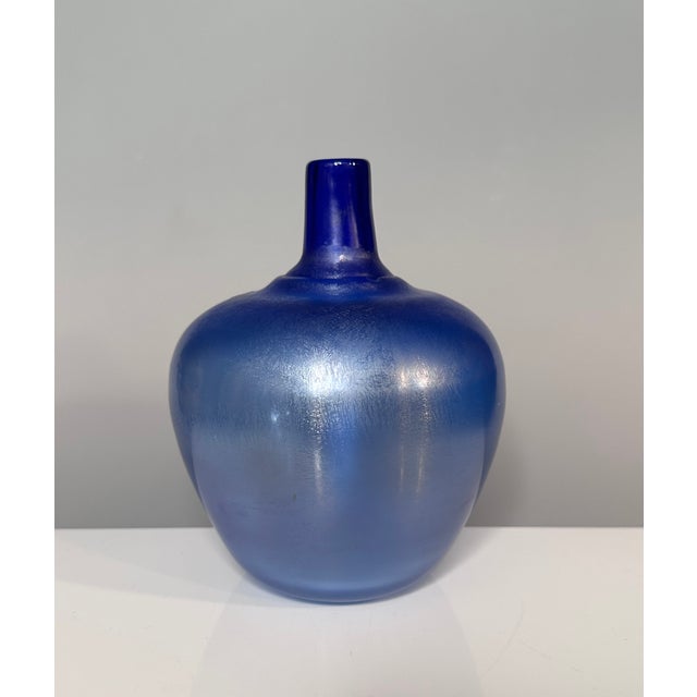 Blue Studio Glass Art Vase by Bertil Vallien for Kosta Boda, Sweden, 1991 For Sale - Image 8 of 14