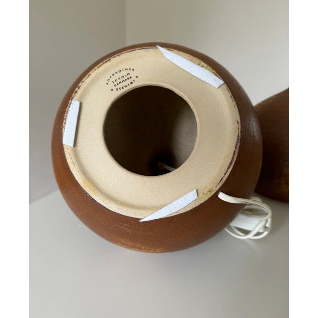 Large Handmade Stoneware Ceramic Table Lamps from Søholm Stentøj, Denmark, 1970s, Set of 2 For Sale - Image 9 of 11