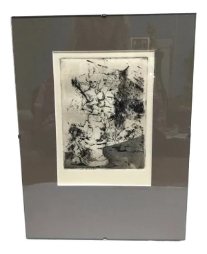 Original Artisan Ink on Paper Abstract Sketch 70s
