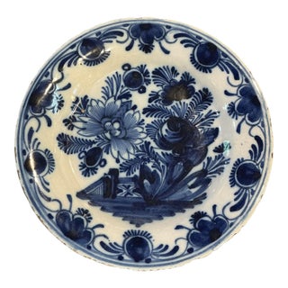 Dutch Delftware “Garden Gate” Scene Plate, Circa 1800 For Sale