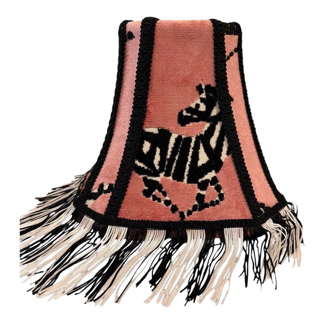 Whimsical Pink Designer Regal Velvet Zebra Lampshade For Sale