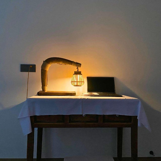 The Plowman's Lantern is a material poem about labor and rest. The main body is a reclaimed ox yoke that bore the weight...