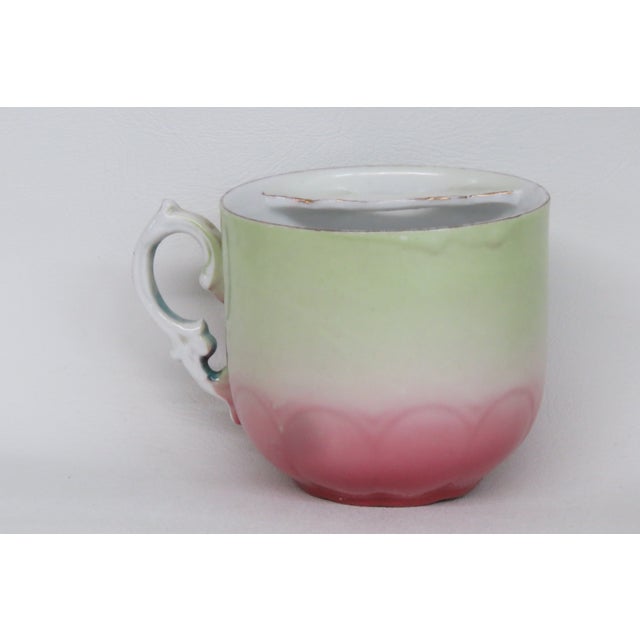 Early 19th Century Pm Bavarian Porcelain Floral Purple Green Mustache Mug Cup 4557b For Sale - Image 4 of 16