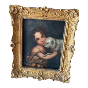 Oil on Canvas “After Murillo” 1847 Infant St. John With a Lamb