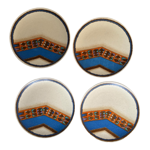 1970s Mikasa Indian Feast Teepee Dinner Plates 10.75 Inch Stoneware Japan - Set of Four (4)