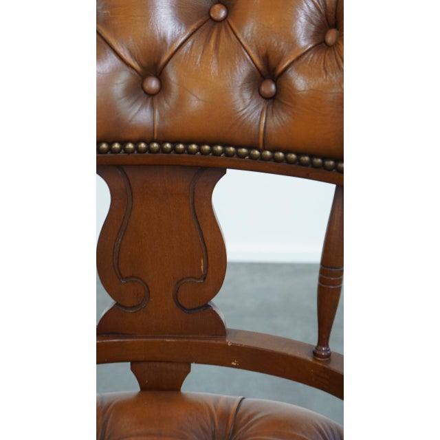 Chesterfield Office Chair in Cowhide and Wood For Sale - Image 12 of 16