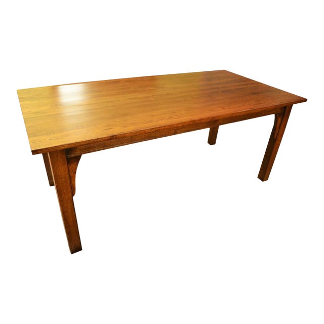 Crafters and Weavers Mission 70" Solid Oak Dining Table - Walnut For Sale