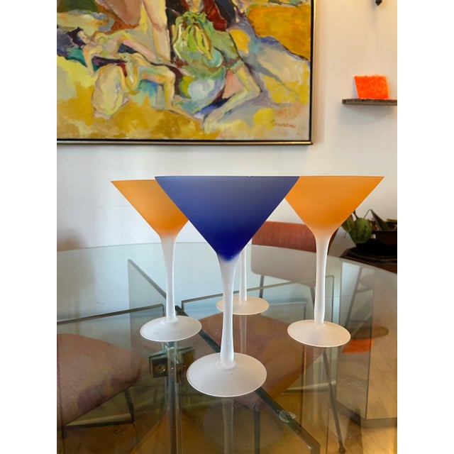 Vintage Frosted Martini Glasses - Set of 4 For Sale In Los Angeles - Image 6 of 9