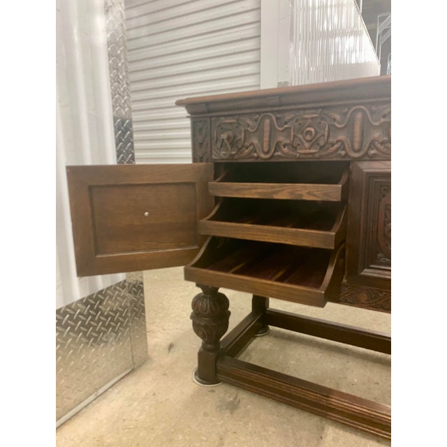 Antique Carved Oak Sideboard or Buffet by the H Krug Furniture Company . For Sale - Image 4 of 12