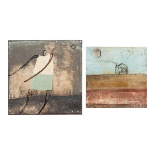 Scott Bergey Abstract Scenes Acrylic on Canvas, 2 For Sale