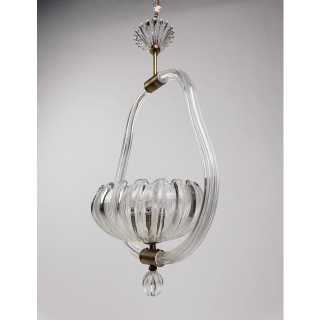Italian Art Deco Murano Glass and Brass Pendant in the style of Seguso, 1930s For Sale - Image 18 of 18