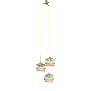 Italian Chrome-Plated Metal and Glass Pendant Lamp from Stilnovo, 1960s For Sale