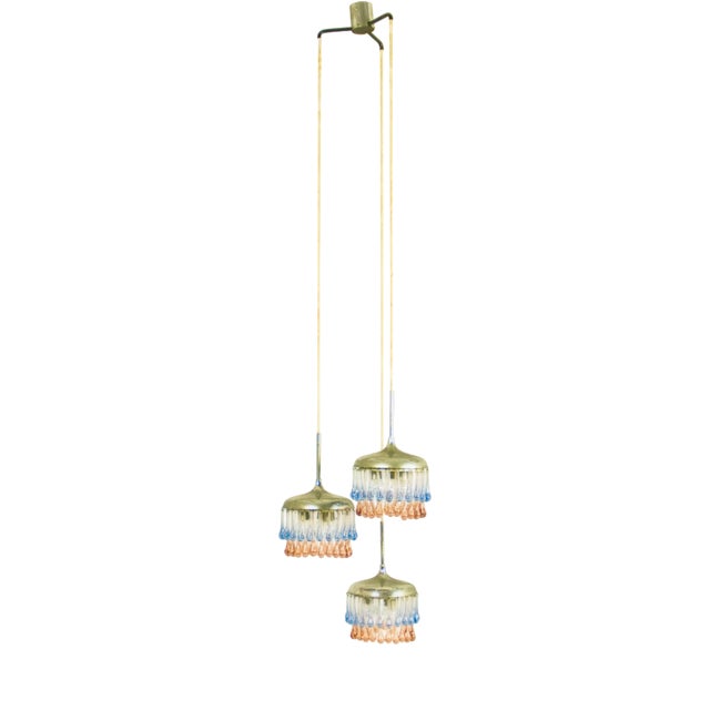 Italian Chrome-Plated Metal and Glass Pendant Lamp from Stilnovo, 1960s For Sale