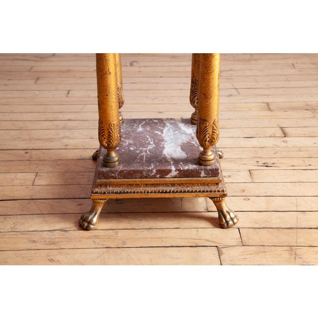 Empire Style Gilded Marble Pedestal, 19th Century For Sale - Image 4 of 7