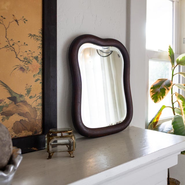 Victorian Antique Mahogany Bentwood Bevelled Wavy Mirror For Sale - Image 3 of 8