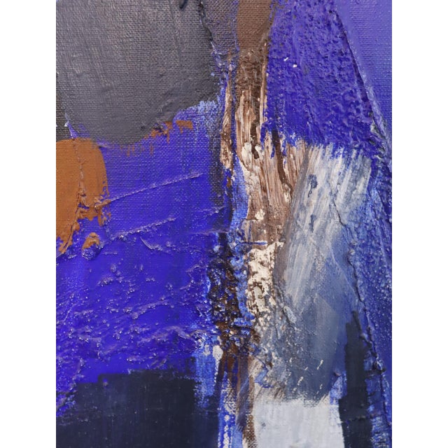 Mid-Century Modern 'Blue Division' Vintage Original Abstract Oil Painting by Swedish Painter Hans Osswald (1919-1983), Framed For Sale - Image 13 of 14