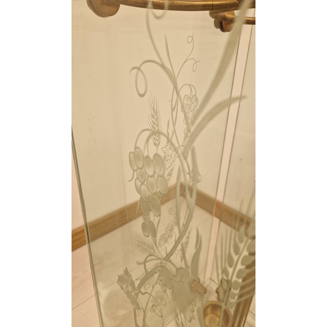 Metal Umbrella Stand in Brass and Engraved Glass from Fontana Arte, 1950s For Sale - Image 7 of 18