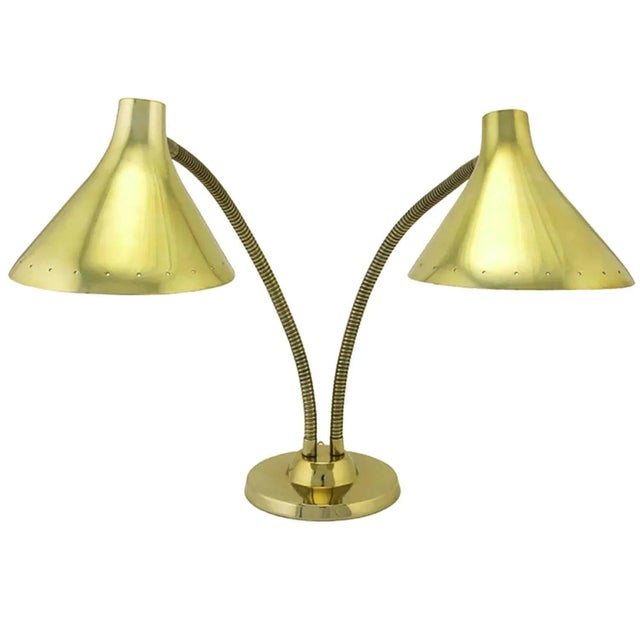 Laurel Brass Twin-Light Desk Lamp For Sale In Chicago - Image 6 of 6