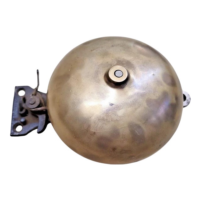Antique 1873 Brass Pull Bell — Victorian Fire, Boxing, or Trolley Bell (5") For Sale