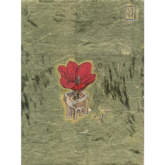 Tulip, Ink, Egg-Tempera and Gold Leaf on Panel, 2018 For Sale - Image 4 of 4