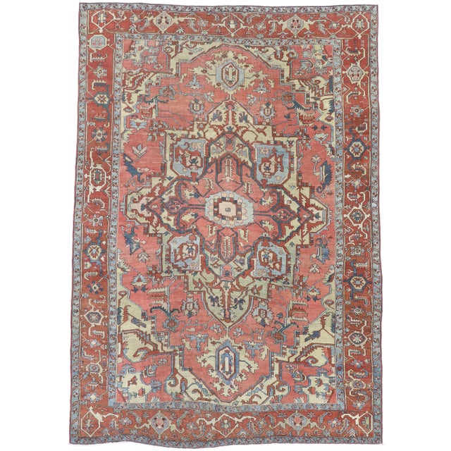 Antique Persian Serapi Rug - 08'08 x 12'03 For Sale - Image 9 of 9
