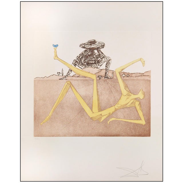 Surrealism 1980 the Heart of Madness Surrealism YellowEtching and Aquatint Salvador Dalí For Sale - Image 3 of 7