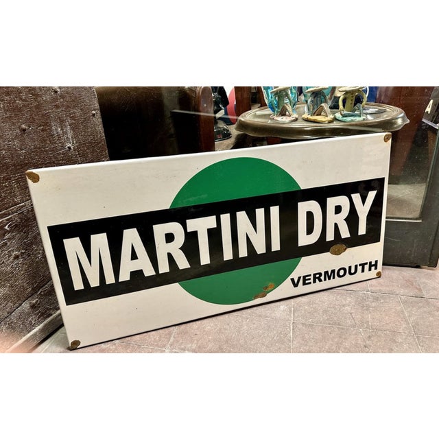 Martini Dry Vermouth Sign in Enamel, 1960s For Sale - Image 3 of 4