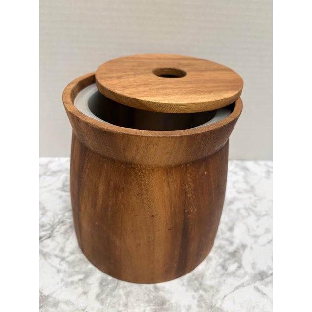 Vintage Midcentury Scandinavian wood insulated ice bucket. Removable plastic insert for easy cleaning in an earthy rustic...