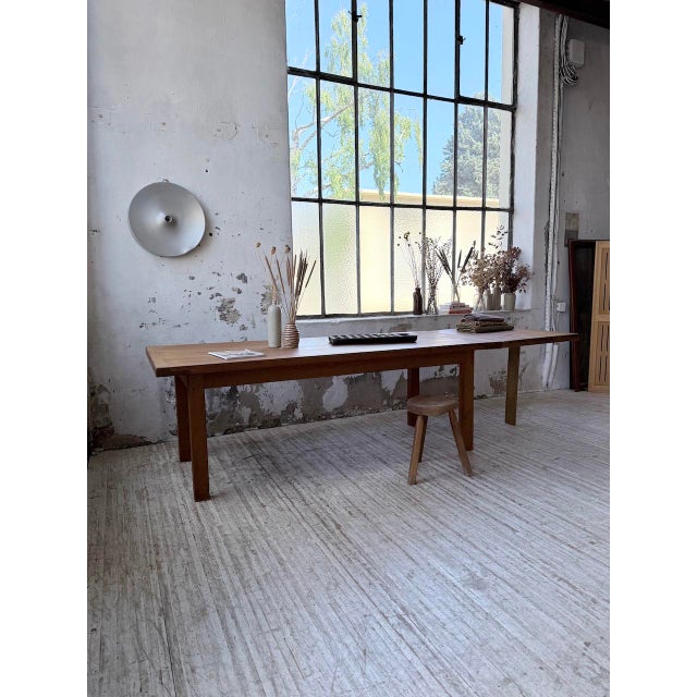 Golden Oak Farmhouse Table with Extension, 1960s For Sale - Image 17 of 18