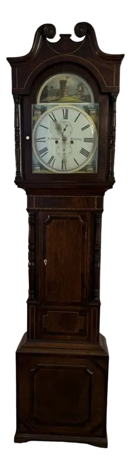 Antique George III Mahogany and Oak Longcase Clock, 1800s