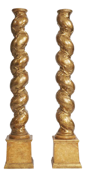 Baroque Carved and Gilded Columns, Set of 2