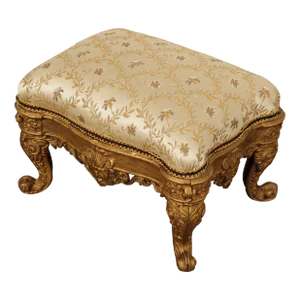 Antique Victorian Cast Iron Gilt Rococo Style Footstool