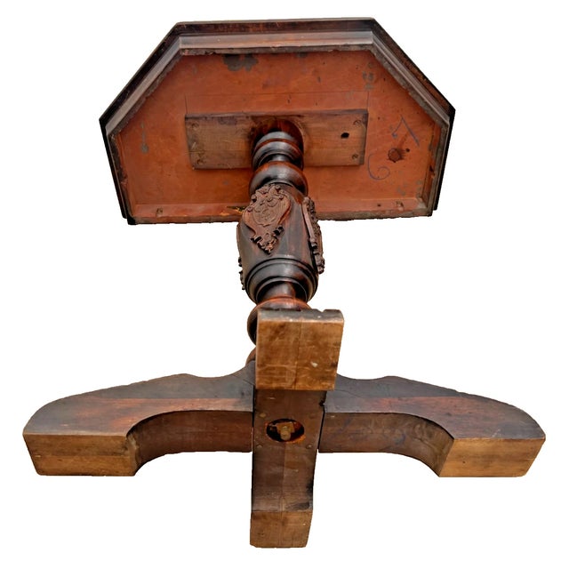 1940s Ornate Wooden Accent Table, Victorian Style Plant Stand, Small Entryway Pedestal For Sale - Image 11 of 12