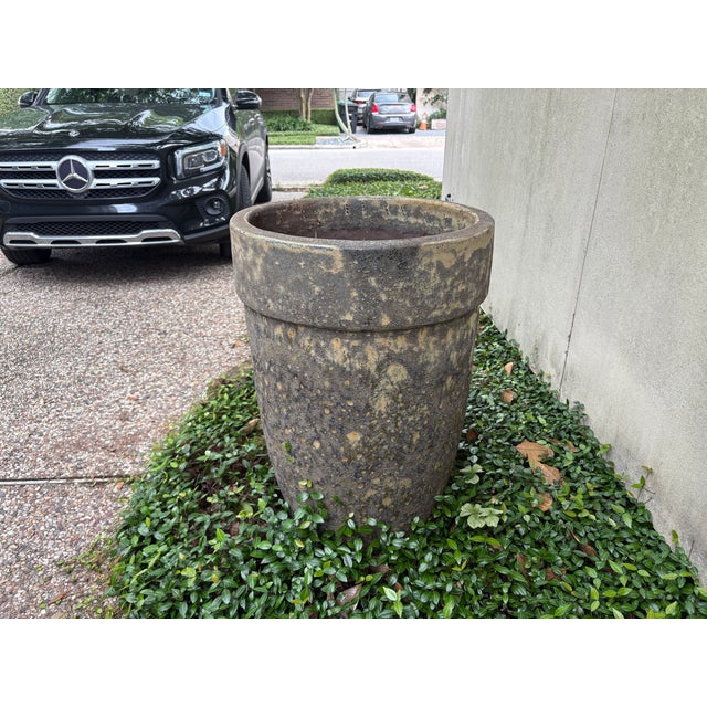 1960s Monumental Pair of Glazed Pottery Garden Urns For Sale - Image 13 of 15