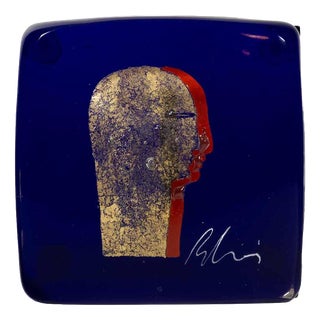 Murano Cobalt Blue Glass Block Sculpture by Silvio Vigliaturo, 2000s For Sale