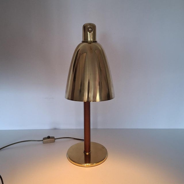 1950s Table Lamp in Brass and Leather by Josef Frank for J.T. Kalmar, 1950s For Sale - Image 5 of 18