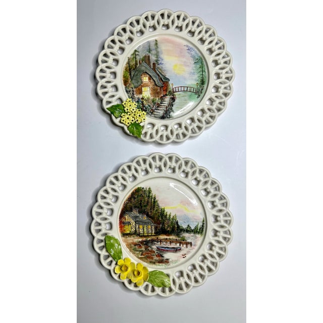 Cabin English Traditional Cottage Hand Painted Decorative Plates, Set of 4 For Sale - Image 3 of 12