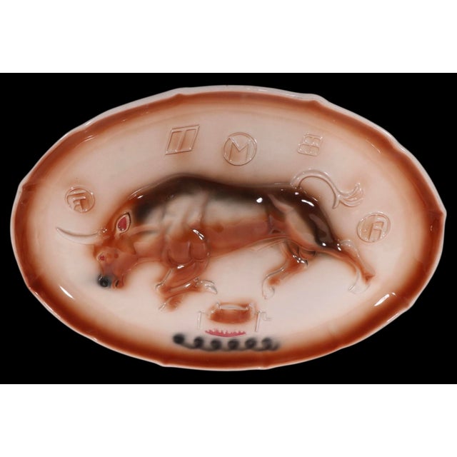 Mid 20th Century Marcia of California Longhorn Bull Platter Model J119 Circa 1950/60's For Sale - Image 5 of 8