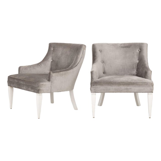 Jonathan Adler Velvet Upholstered Armchairs, Pair For Sale