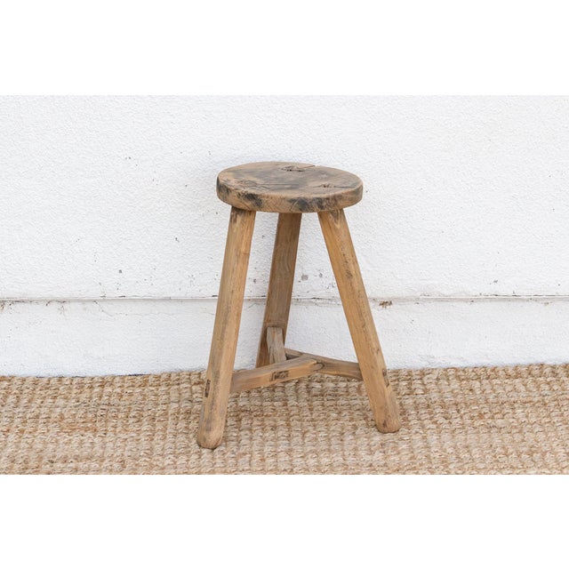 Vintage Burnt Wood Milking Stool For Sale - Image 4 of 7