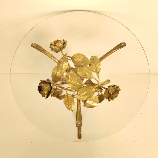 Vintage Hollywood Regency Metal Rose Side Table by Hans Kogl, 1970s For Sale - Image 12 of 13