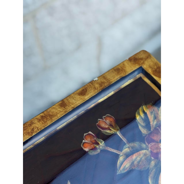 Late 20th Century Chinoiserie Painted Lift-Top Storage Cabinet With Floral and Bird Motif For Sale - Image 12 of 12